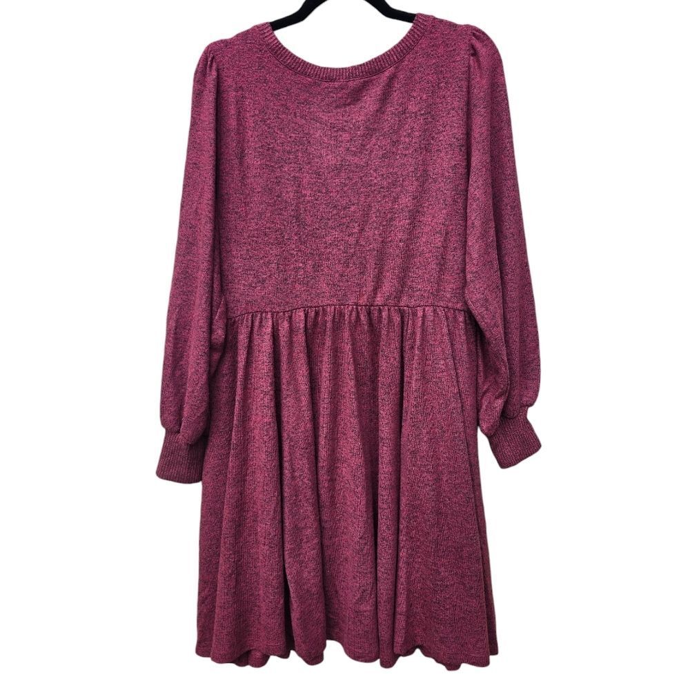 Torrid NWT Babydoll‎ Dress - Super Soft Plush Burgundy Long Sleeve Plus Size 2X - Picture 5 of 9